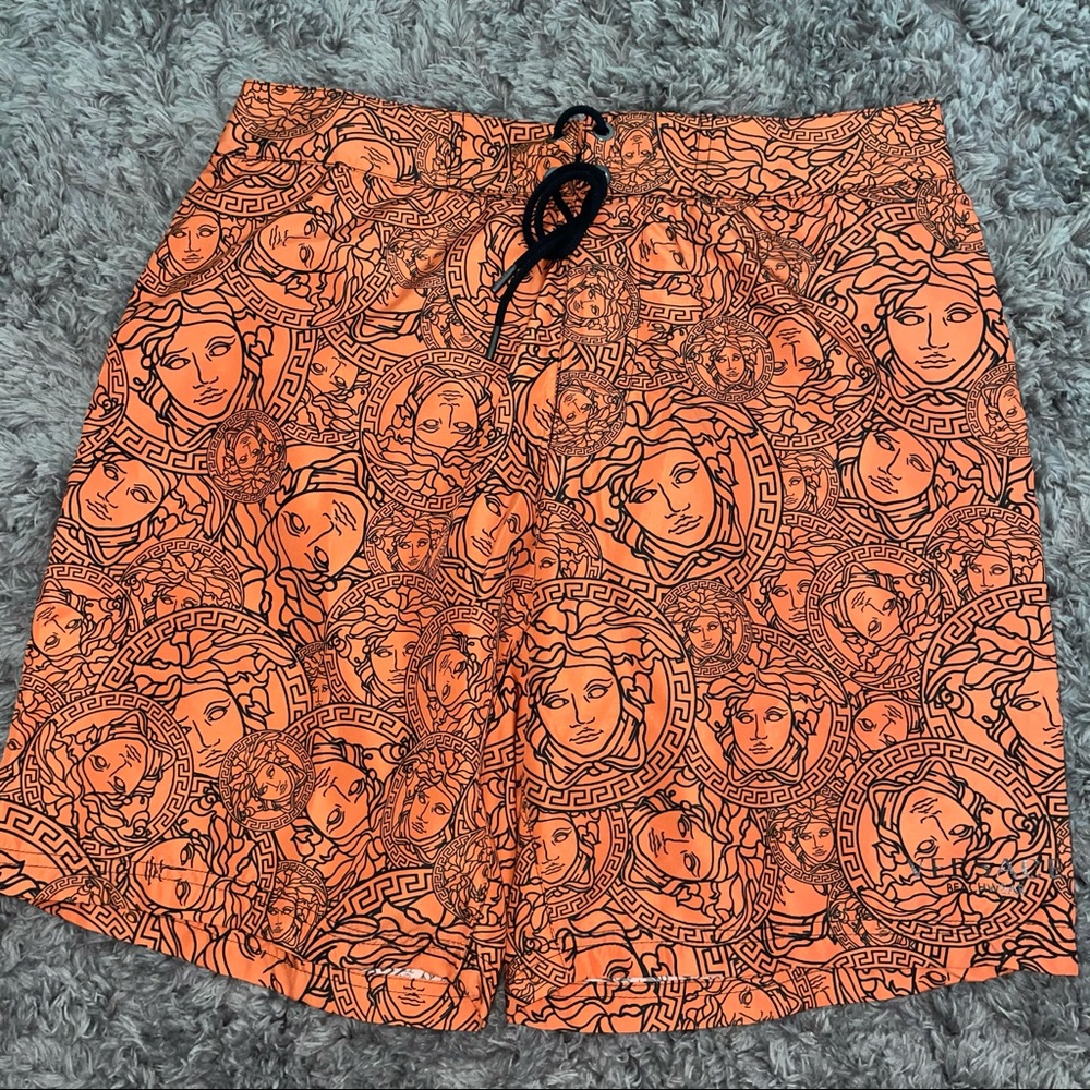 Authentic Versace Medusa Allover Logo Swim Trunks